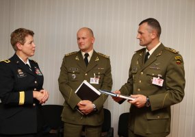   JAV gen. mjr. Jessica L. Wright susitiko su Sausumos ir Krašto apsaugos savanorių pajėgų vadovybe - 1