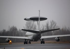NATO Airborne Warning and Control System Boeing 707 landed in Šiauliai - 2