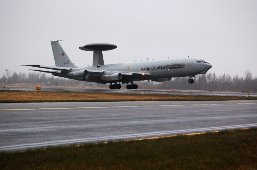 NATO Airborne Warning and Control System Boeing 707 landed in Šiauliai