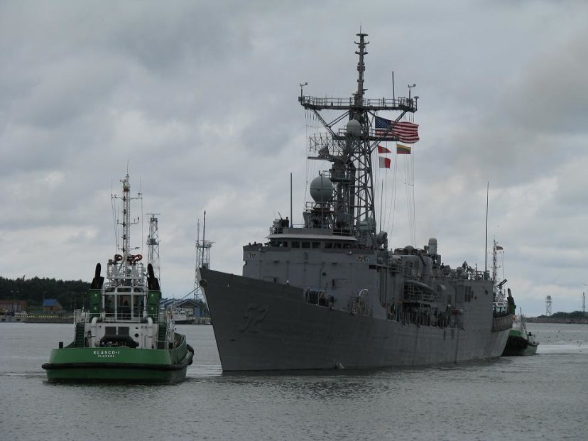 U.S. warship moored at Klaipėda harbour 