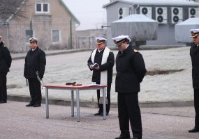 Karo laivų flotilėje vyko patrulinio laivo P32 „Sėlis“ vadų pasikeitimo ceremonija - 1