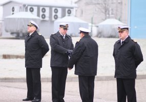 Karo laivų flotilėje vyko patrulinio laivo P32 „Sėlis“ vadų pasikeitimo ceremonija - 2