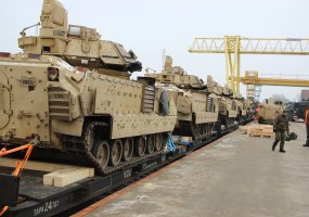 Tanks and other equipment of the new U.S. rotational force on the way to Lithuania - 1