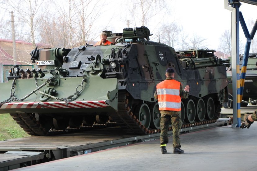 Tactical equipment of the NATO enhanced Forward Presence Battalion in Lithuania arrives from...