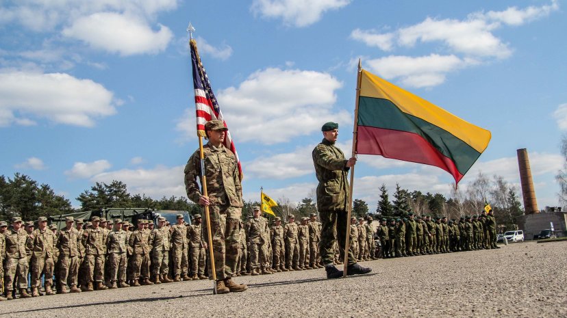 Medals bestowed on the outgoing U.S. rotation in Lithuania