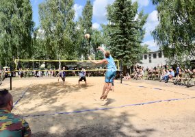 Troops of the NATO Battalion set up a beach volleyball court for Rukla residents - 1