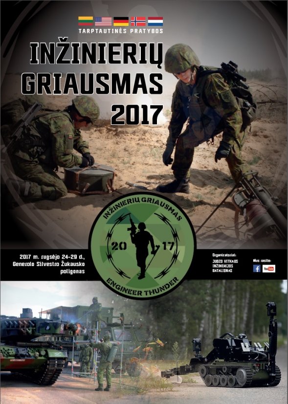 Lithuanian military engineers to train in multinational Exercise Engineer Thunder 2017