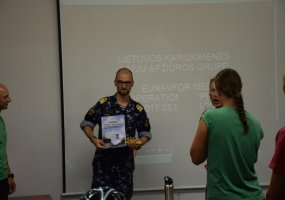 Valstybės atkūrimo šimtmečiui paminėti skirto dviračių žygio dalyviai lankėsi Karo laivų flotilėje - 1