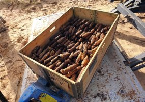 EOD specialists of the Engineer Battalion training at international Exercise Detonator 2019 in... - 2