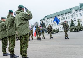 Flag of the Mechanised Infantry Brigade Iron Wolf - in the hands of new commander  - 5