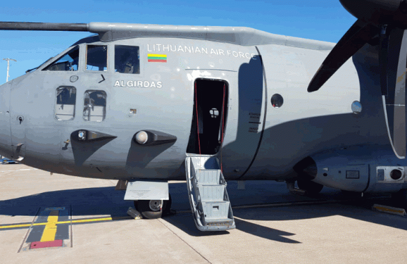 Spartan transport aircraft of the Lithuanian Air Force brought materials for coronavirus tests...