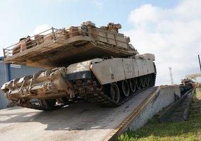 Rotational heavy U.S. battalion with combat equipment arrived in Kaunas. European railway track... - 6