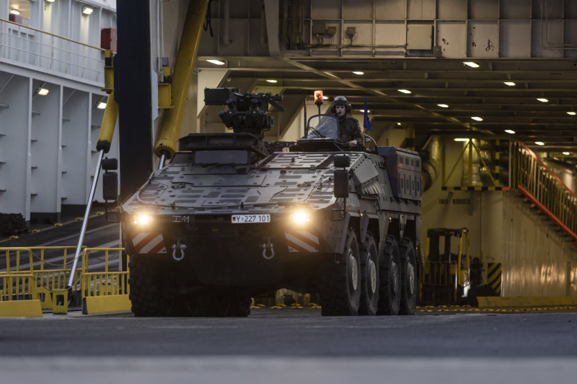 German Brigade troops deploy with equipment to the first exercise in Lithuania