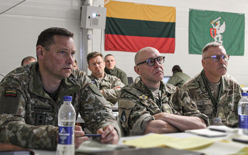 Lithuanian Armed Forces representatives trained planning and executing defensive operations in a...