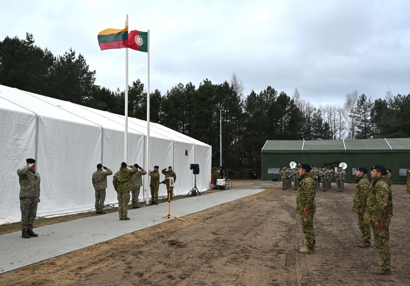 The 9th rotation of Portuguese Navy fusiliers gathered in formation at Kairiai