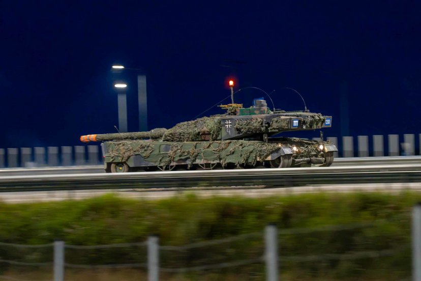 Deployment Exercise to Test Ground Force Movement: German Tanks and Other Military Vehicles to...