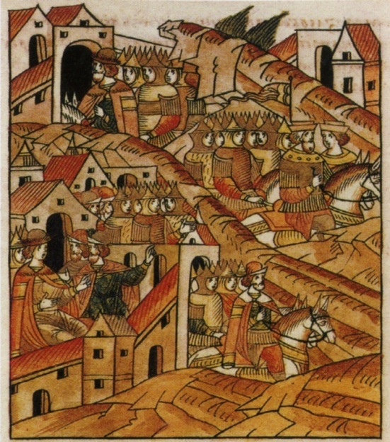 Algirdas atsitraukia nuo Maskvos 1370 m. (Iliustruotas rusų metraštis XVI a.)