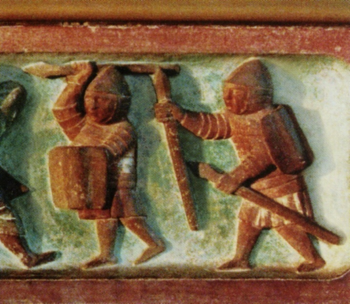 Lietuvių kovos su kryžiuočiais (XIV a. reljefas iš vokiečių ordino Marienverderio pilies